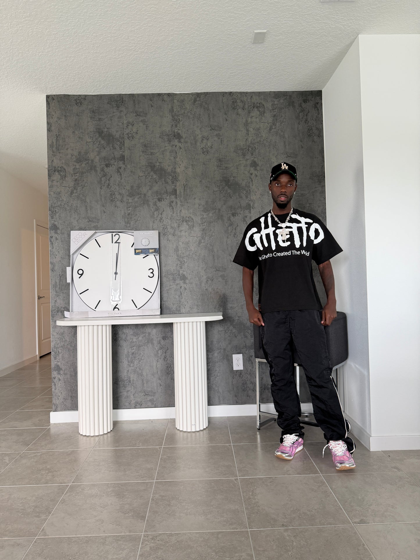 [GHETTO]ESSENTIALS TEE Black