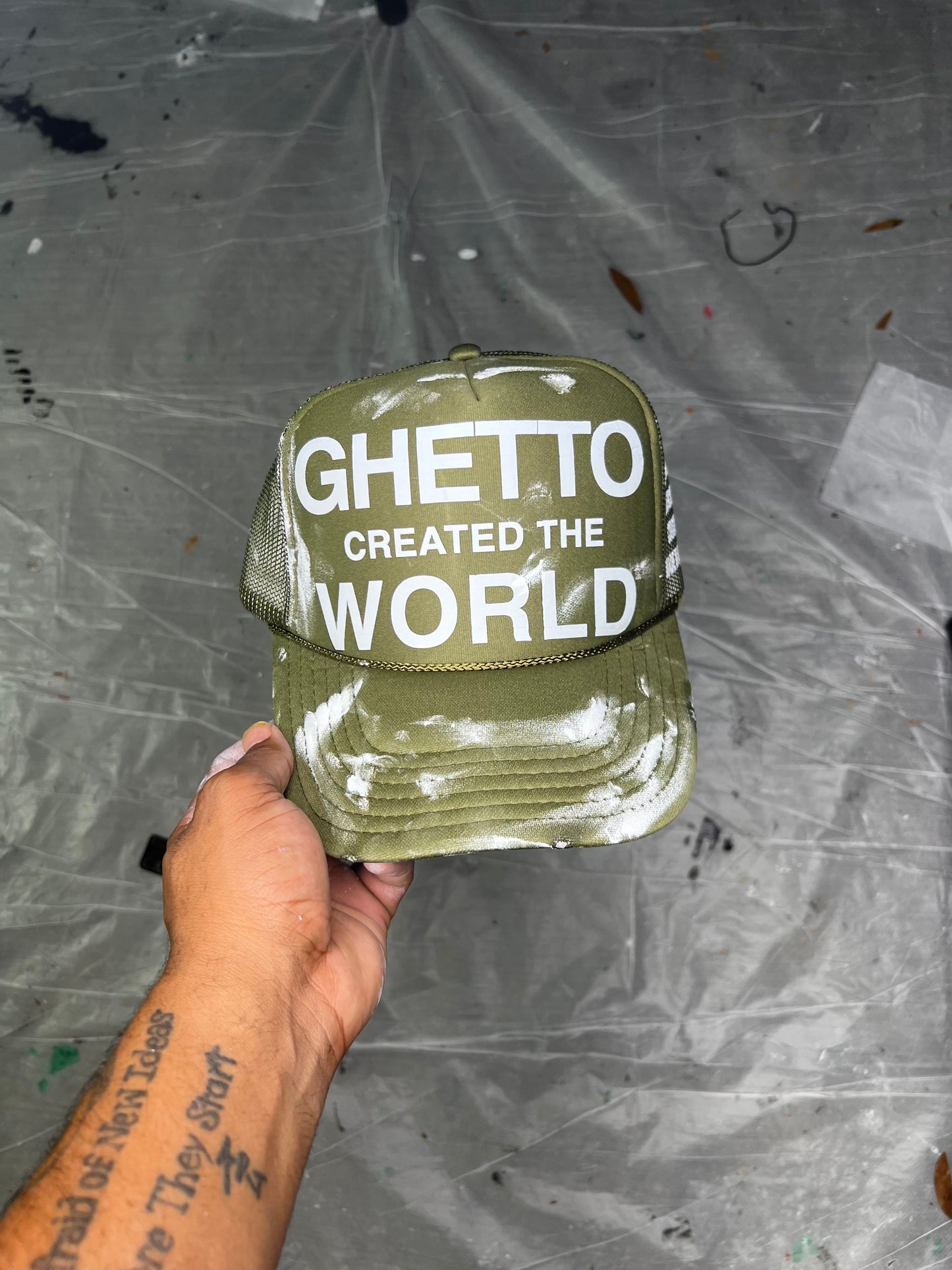 [GHETTO CREATED THE WORLD] TRUCKER (OLIVE GREEN)
