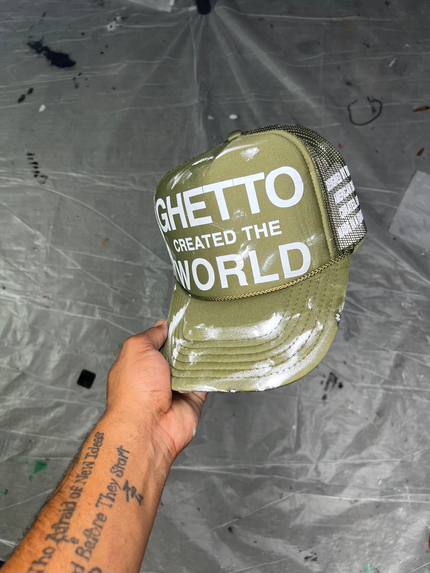 [GHETTO CREATED THE WORLD] TRUCKER (OLIVE GREEN)